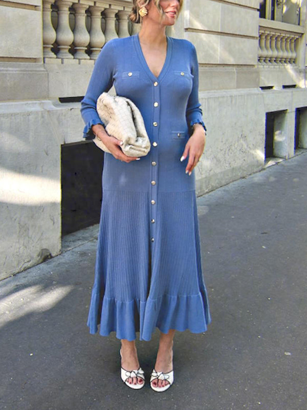 Mumsmode Zwangerschaps Maxi Daily Jurk Elegant Werk Enkele Borst Ruches Bodycon Gebreide