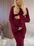 Mumsmode Zwangerschaps Bodycon Jurken Elegant Dagelijks Gestreept Flare Mouw Maxi Jurken