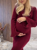 Mumsmode Zwangerschaps Bodycon Jurken Elegant Dagelijks Gestreept Flare Mouw Maxi Jurken