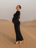 Mumsmode Zwangerschaps Fotoshoot Jurken Elegant Bodycon Tule Transparant Off Shoulder Zeemeermin Maxi Jurken