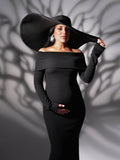 Mumsmode Zwangerschaps Bodycon Jurken Elegant Fotoshoot Off Shoulder Zeemeermin Maxi Avond Jurken