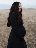 Mumsmode Zwangerschaps Fotoshoot Jurken Elegant Boheems Zijsplit Gedrapeerd Maxi Jurken