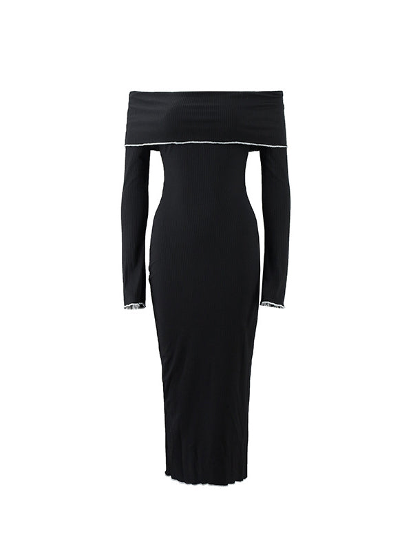 Mumsmode Zwangerschaps Bodycon Jurken Elegant Dagelijks Gestreept Ruches Off Shoulder Midi Jurken