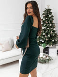 Mumsmode Zwangerschaps Bodycon Jurken Elegant Cocktail Zijsplit Gekreukt Rugloos Kerstmis Mini Jurken