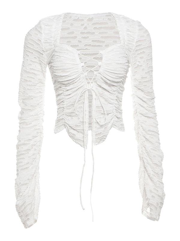 Mumsmode Zwangerschapsblouses Elegant Fotoshoot Feest Gekreukt Ripped Koord Zwangerschapstops