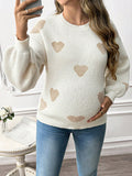 Mumsmode Zwangerchaps Schattig Sweater Hart Ronde Hals Lange Mouw Kaki