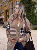 Mumsmode Zwangerschapsvesten Elegant Dagelijks Plaid Enkele Borst Winter Zwangerschapstops