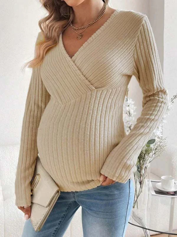 Mumsmode Zwangerchap Truien Elegant Dagelijks Gestreept Patchwork Bodycon Vrouwentops