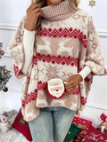 Mumsmode Zwangerschaps Truien Elegant Dagelijks Elanden Knit Enkele Borst Sneeuwvlok Gestreept Kerstmis Kaap Zwangerschapstops