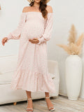 Mumsmode Zwangerchaps  Maternity Maxi Dagelijksejurken Bloemenprint Ruffle Roze