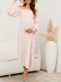 Mumsmode Zwangerchaps  Maternity Maxi Dagelijksejurken Bloemenprint Ruffle Roze