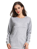 Mumsmode Zwangerchaps Dagelijks Verpleegkundige Sweatshirts Rits Ronde Hals Wit