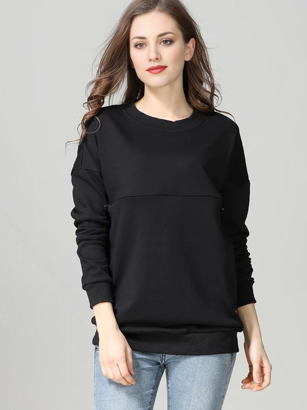 Mumsmode Zwangerchaps Dagelijks Verpleegkundige Sweatshirts Rits Ronde Hals Wit