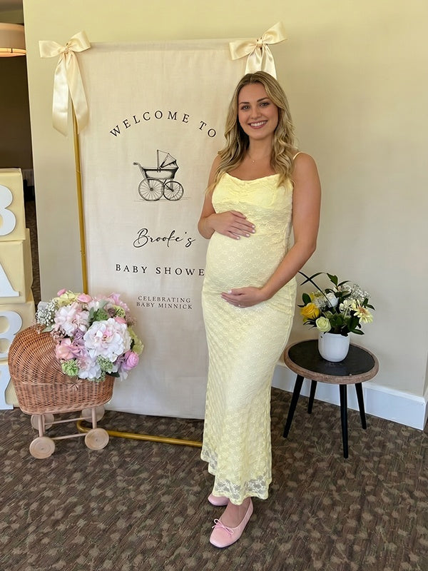 Gele Zwangerschapsjurk Maxi Bloemenprint Bodycon Spaghettibandjes Zeemeermin