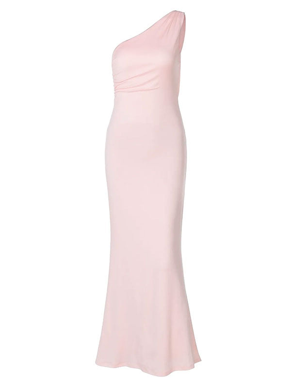Mumsmode Zwangerchaps Maxi BabyShower Jurken Elegant Rugloos Gebonden rug Zeemeermin Halternek Roze