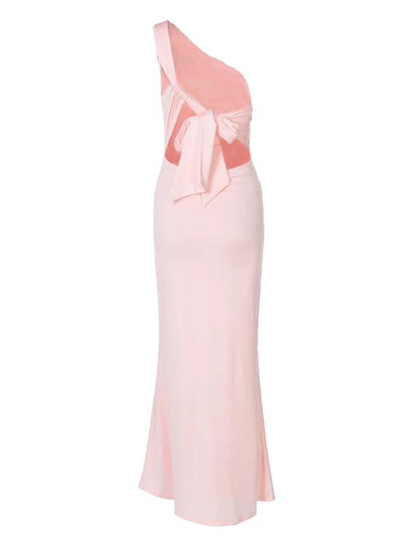 Mumsmode Zwangerchaps Maxi BabyShower Jurken Elegant Rugloos Gebonden rug Zeemeermin Halternek Roze
