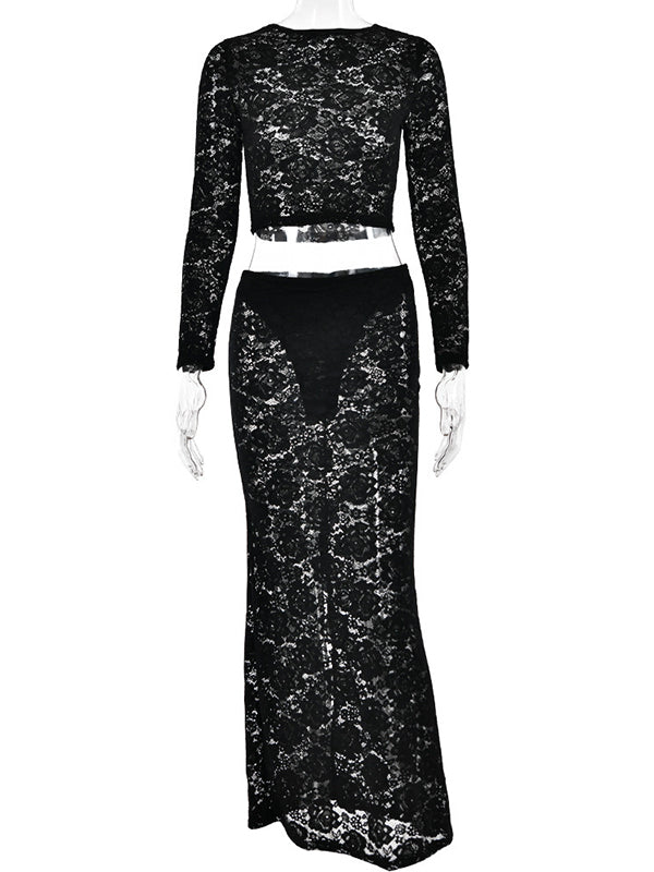Mumsmode Zwangerschaps Kanten Jurken Elegant 2-in-1 Bodycon Zijsplit Transparant Maxi Fotoshoot Jurken