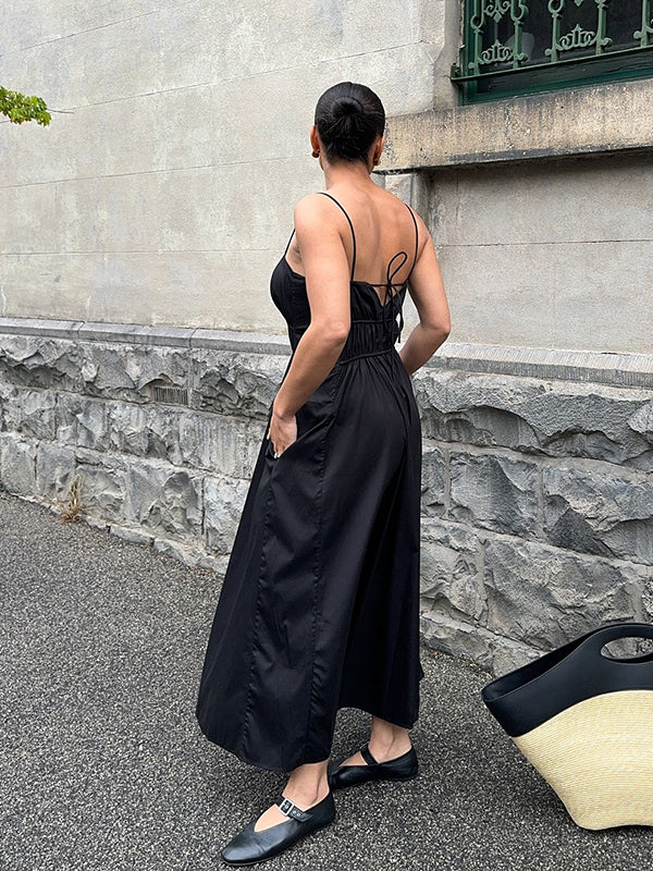 Mumsmode Zwangerschaps Dailyjurk Elegant Vakantie Gekreukt Gedrapeerd Trapeze Spaghetti Maxijurk
