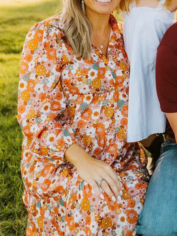 Mumsmode Zwangerschaps Bloemenjurk Boheems Vakantie Bloemenprint Gedrapeerd Maxi Fotoshoot Jurk