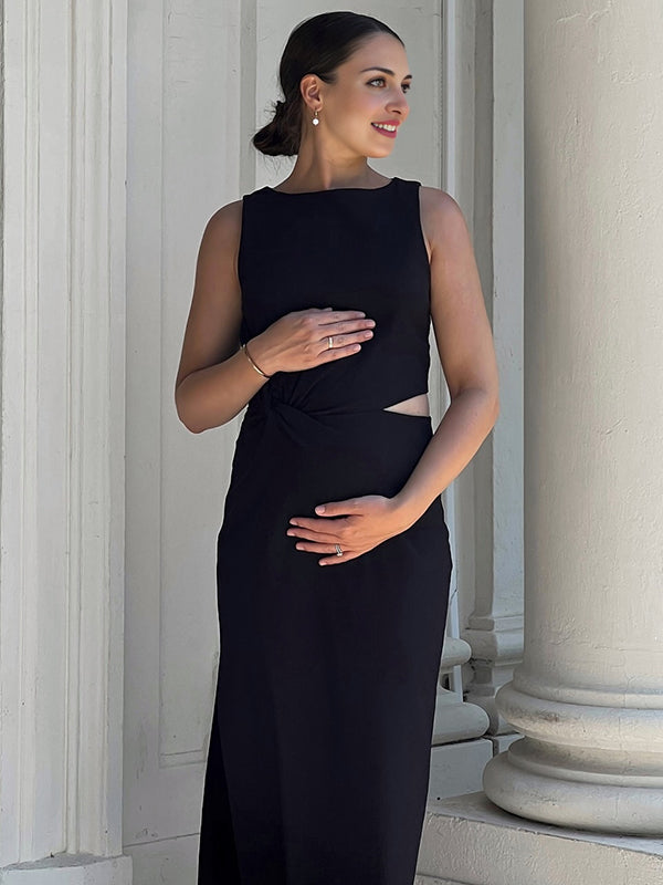 Mumsmode Zwangerschaps Bodyconjurk Elegant Ceremonie Gekreukt Uithollen Maxi Jurk