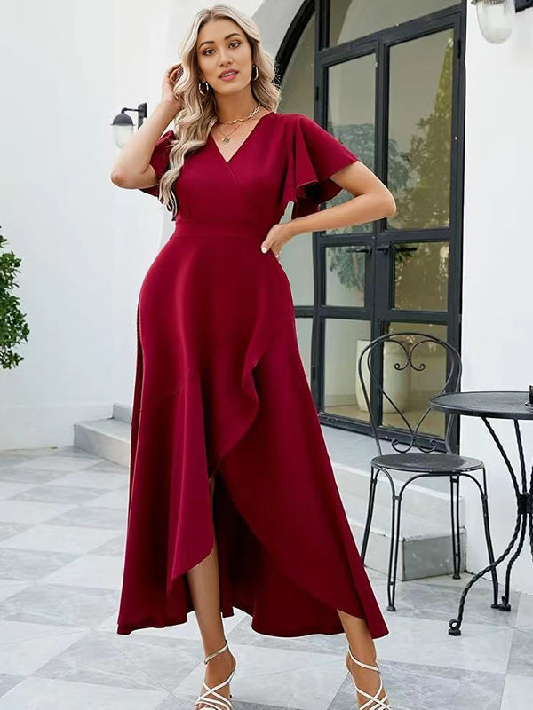 Maxi Zwangerschapsjurk Ruches Zijsplit Trapeze Gedrapeerd Bourgondië