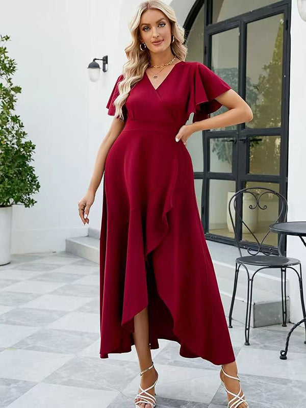 Maxi Zwangerschapsjurk Ruches Zijsplit Trapeze Gedrapeerd Bourgondië