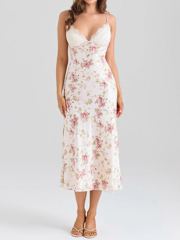 Mumsmode Zwangerschaps Maxi Jurk Bloemenprint Kanten Elegant Wit