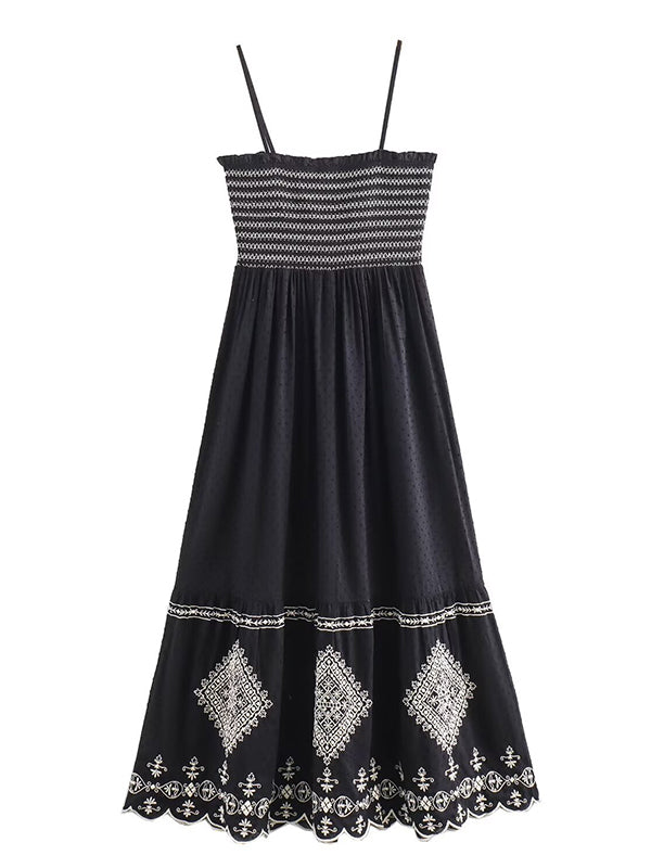 Mumsmode Zwangerschaps Maxi Dailyjurk Bloemenprint Golvende Rand Spaghett Zwart