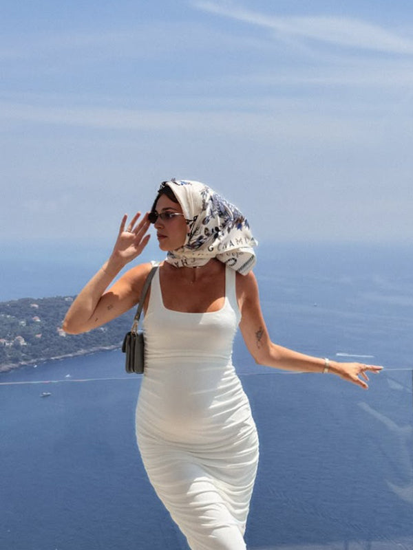 Mumsmode Zwangerchaps Maxi Jurk Gekreukt Zijsplit Elegant Wit