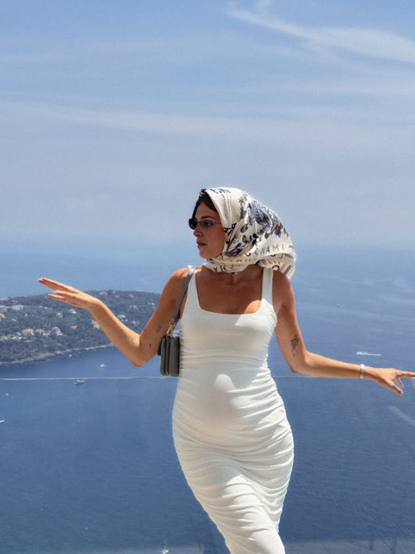 Mumsmode Zwangerchaps Maxi Jurk Gekreukt Zijsplit Elegant Wit
