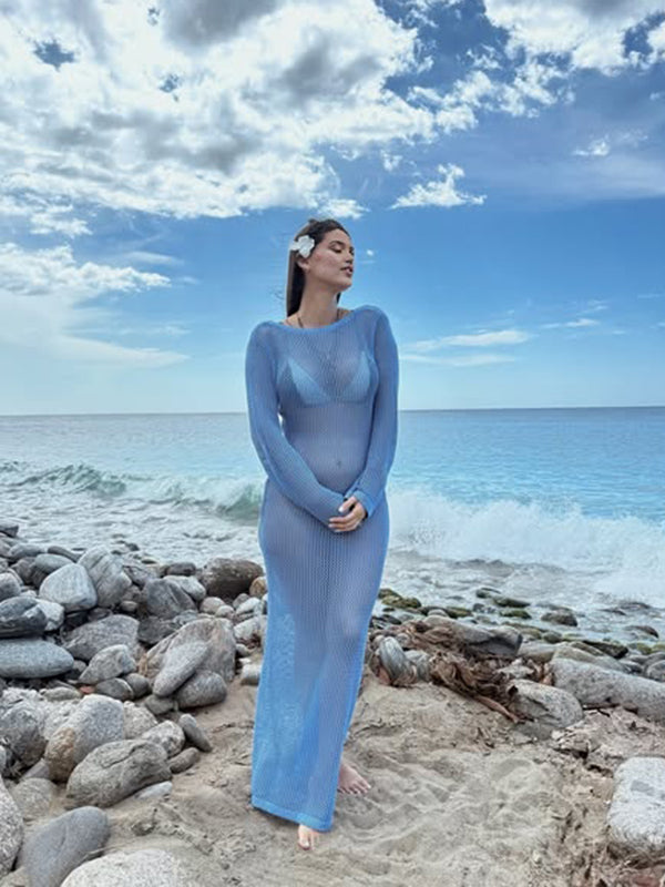 Mumsmode Zwangerchaps Maxijurk Uithollen Rugloos Fotoshoot Blauw