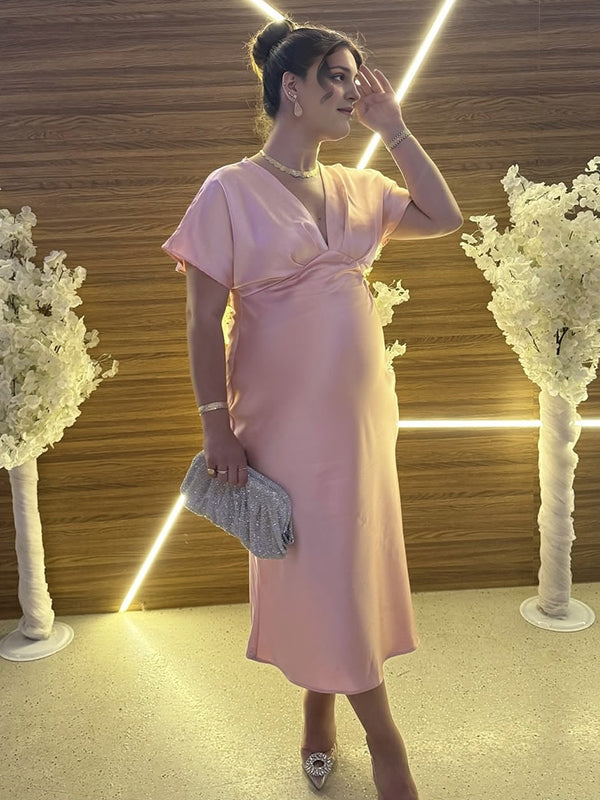 Mumsmode Zwangerchaps Midijurk Hoge Taille Uitgaan Roze