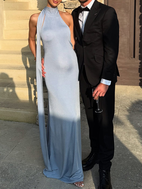 Mumsmode Zwangerschaps Maxi Avond Jurk Ceremonie Satijn Lintje Rugloos