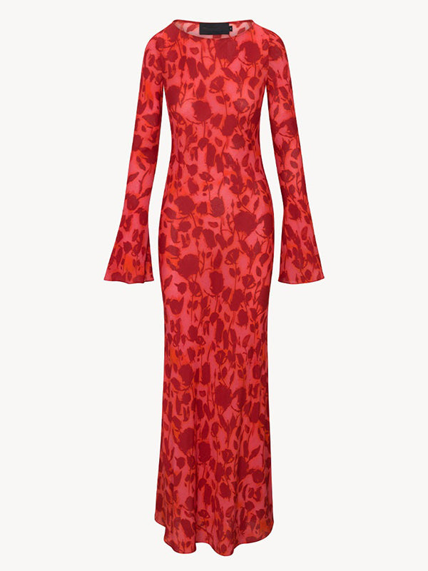 Mumsmode Zwangerschaps Maxi Avond Jurk Ceremonie Bloemenprint Gedrapeerd Flare Mouw