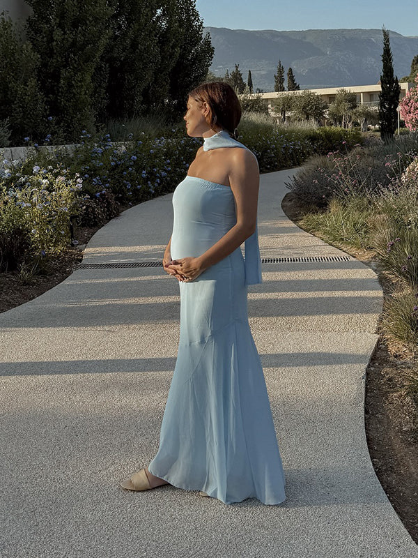 Mumsmode Zwangerschaps Maxi Avond Jurk Chique Zeemeermin Lintje Bandeau