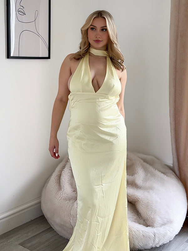 Mumsmode Zwangerschaps Maxi Cocktailjurk Chique Ceremonie Satijn Lintje Rugloos