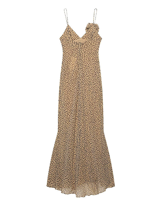 Mumsmode Zwangerschaps Maxi Daily Jurk Chique Vakantie Stippenprint 3D Bloemen Spaghetti Gedrapeerd