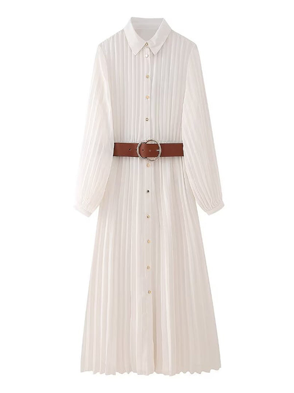 Mumsmode Zwangerschaps Maxi Daily Jurk Elegant Riem Geplooid Enkele Borst