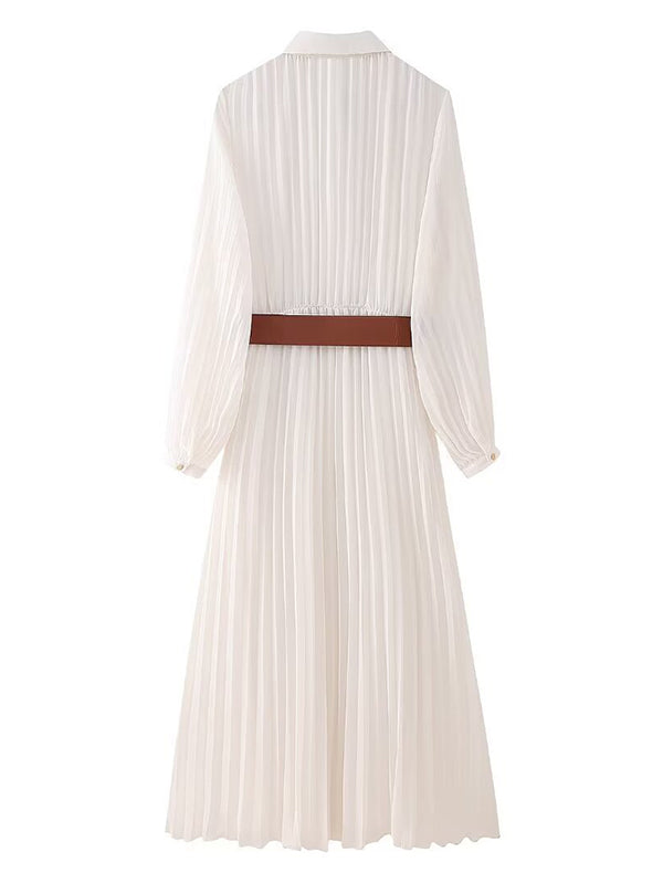 Mumsmode Zwangerschaps Maxi Daily Jurk Elegant Riem Geplooid Enkele Borst