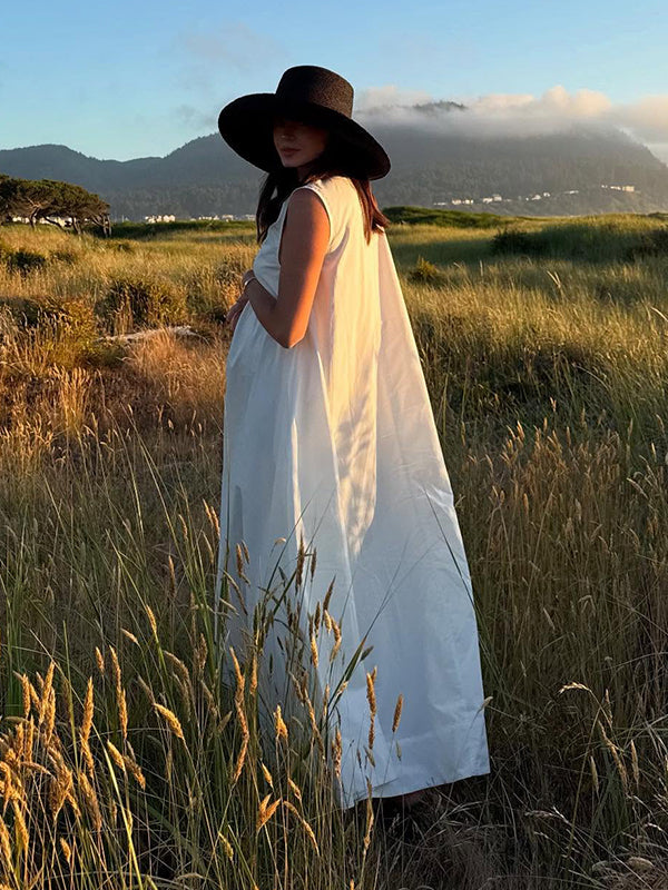 Mumsmode Zwangerschaps Maxi Fotoshoot Jurk Vakantie Trapeze Gedrapeerd Zakken Boheems