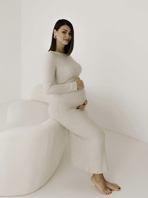Mumsmode Zwangerchaps Maxijurk Bodycon Abrikoos