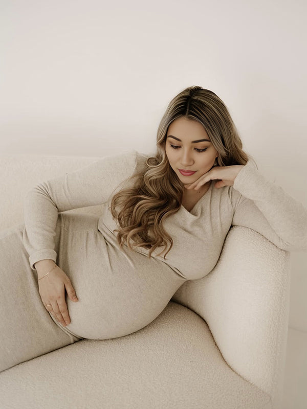 Mumsmode Zwangerchaps Maxijurk Bodycon Abrikoos