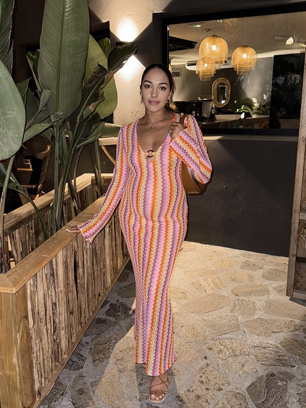 Mumsmode Zwangerchaps Maxijurk Gestreept Bodycon Mode Feest Rood
