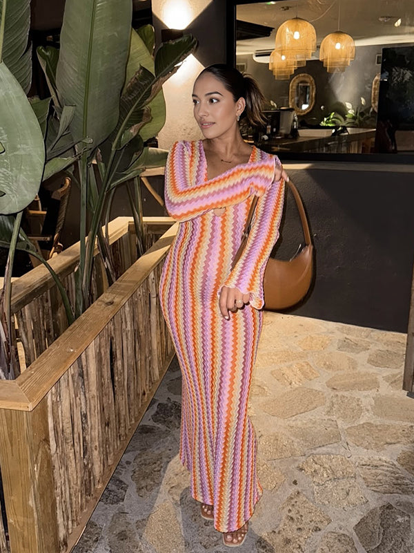 Mumsmode Zwangerchaps Maxijurk Gestreept Bodycon Mode Feest Rood