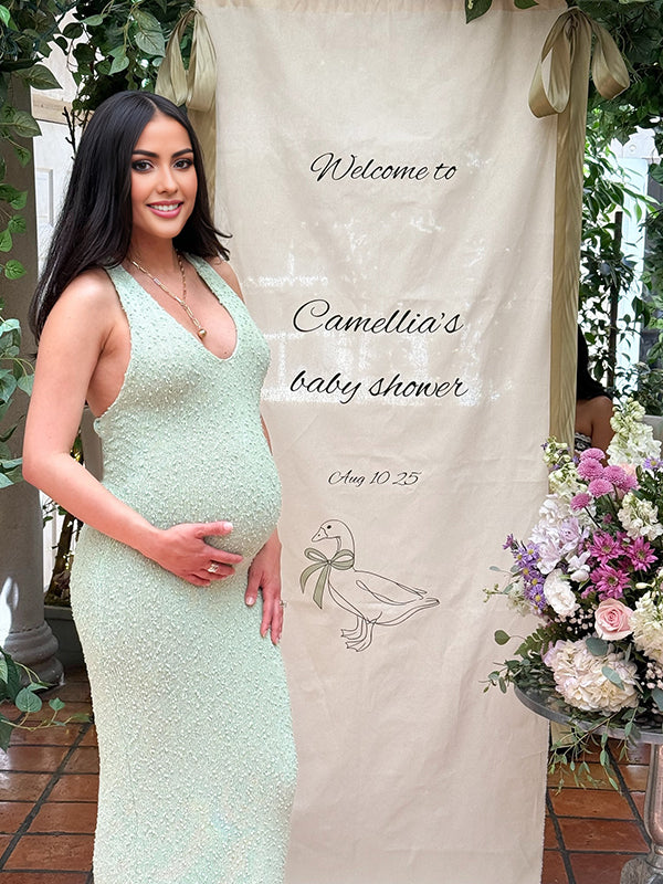 Mumsmode Zwangerschaps Maxi BabyShower Jurk Chique Bodycon Harig Gebreide