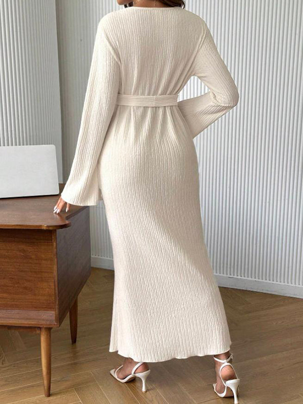 Mumsmode Zwangerschaps Maxi Daily Jurk Chique Dagelijks Riem Gestreept Bodycon Flare Mouw