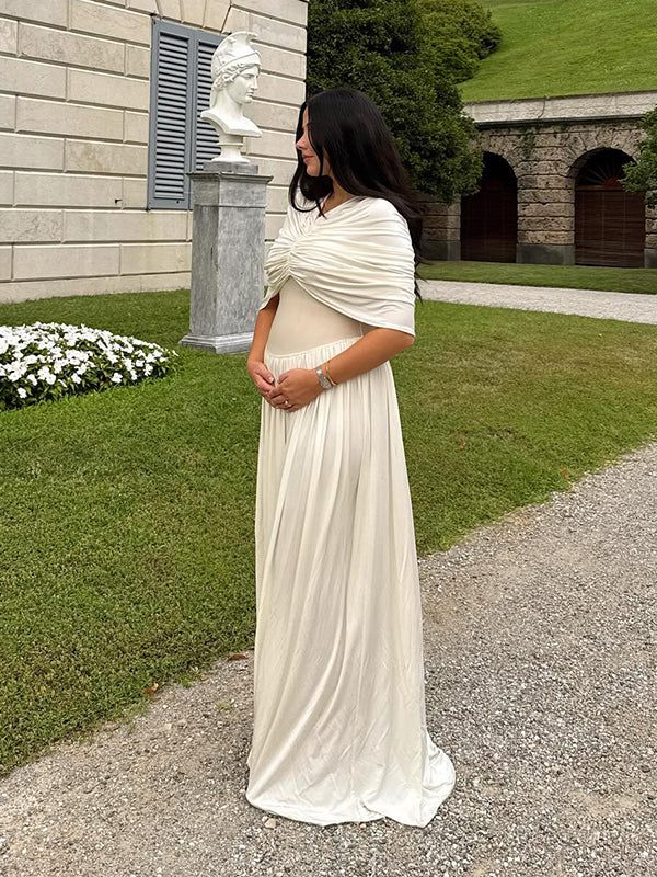 Mumsmode Zwangerschaps Maxi Speciale Gelegenheden Jurk Elegant Chique Tule Gekreukt Gedrapeerd