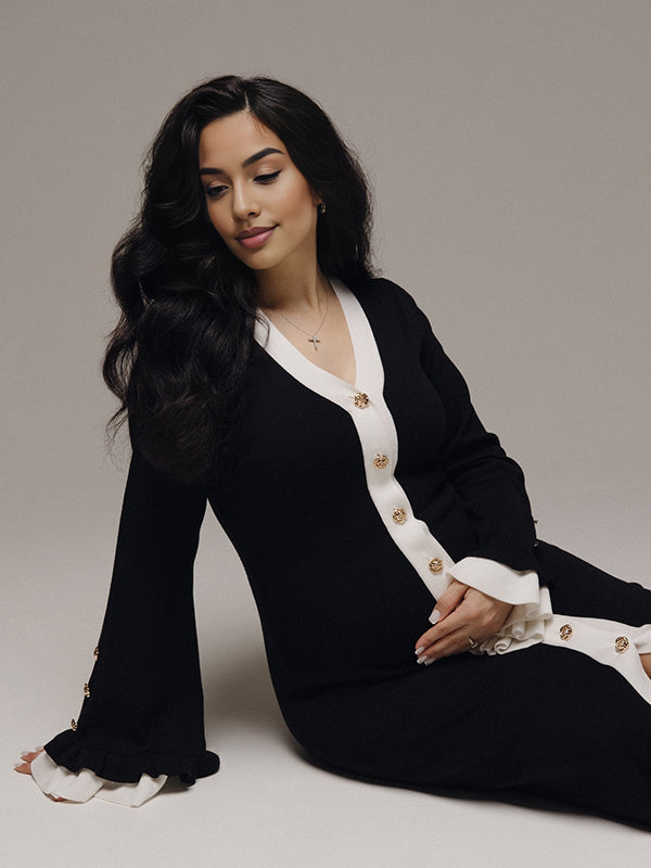 Mumsmode Zwangerschaps Maxi Fotoshoot Jurk Chique Ruches Enkele Borst Zijsplit