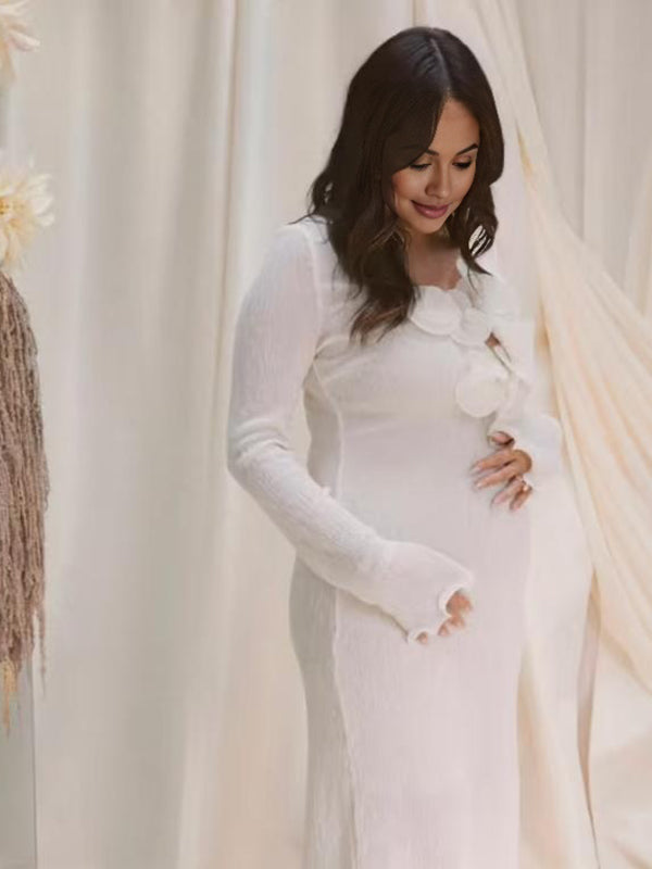 Mumsmode Zwangerschaps Maxi Fotoshoot Jurk Vakantie Dagelijks Ruches Zijsplit Bodycon