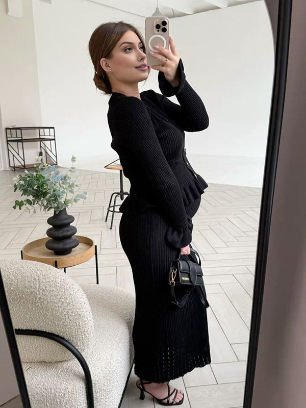 Mumsmode Zwangerschaps Maxi Bodycon Jurk Ceremonie Dagelijks 2-in-1 Ruches Enkele Borst